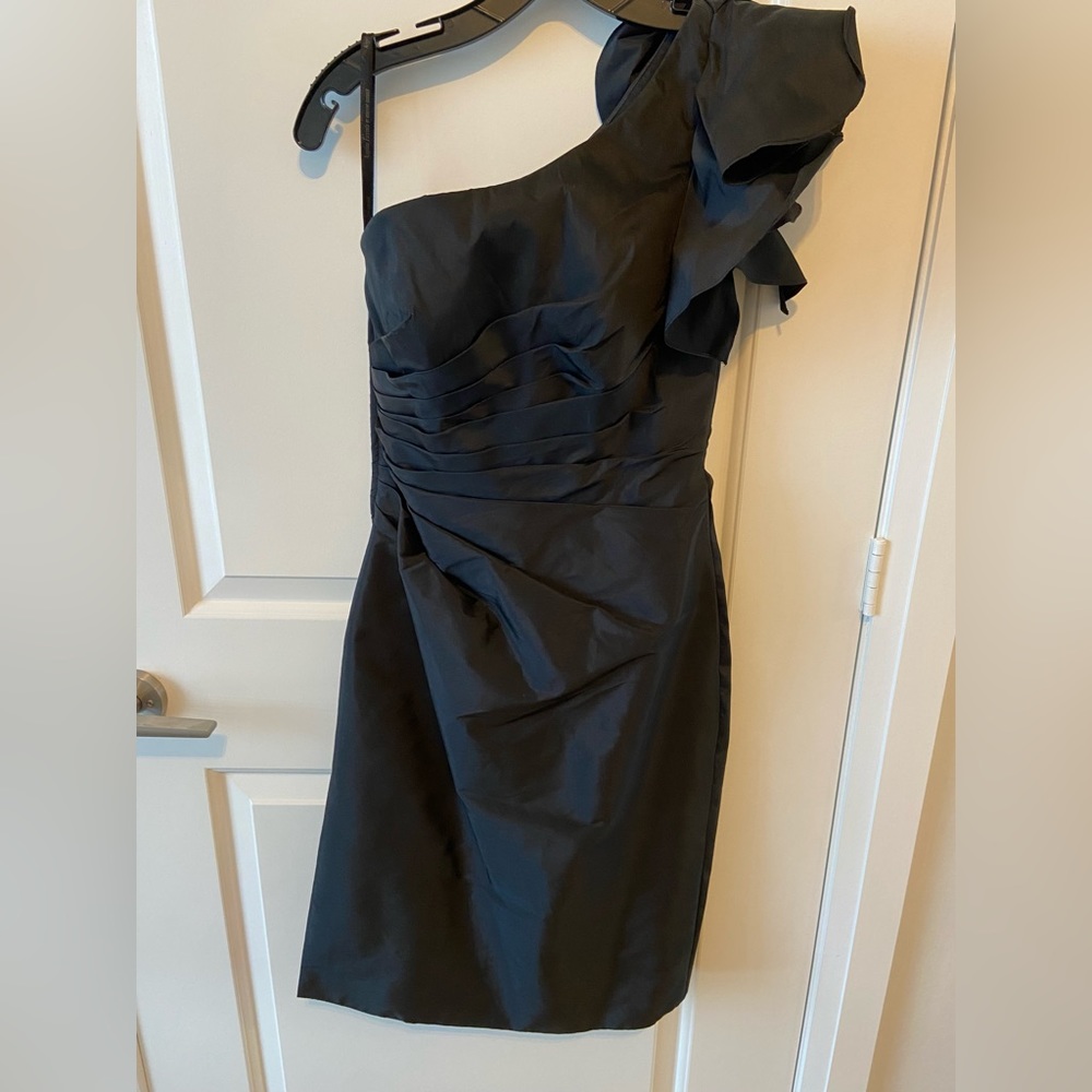 Bridesmaid Dress (Angelina Faccenda) - Size 6 - Ruffled asymmetric black dress